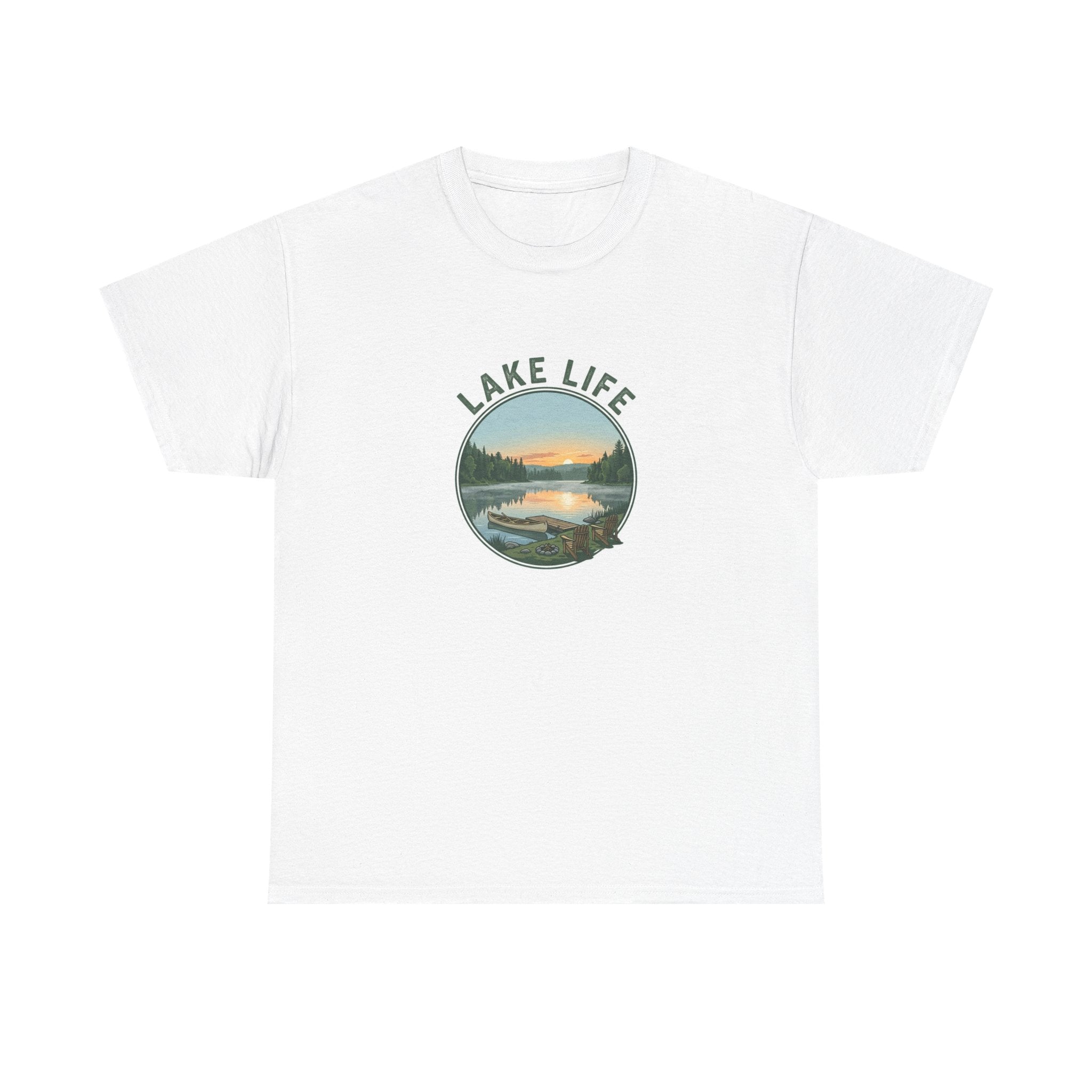 Lake Life T-Shirt — Scenic Sunset Lake Graphic Tee for Outdoors Lovers