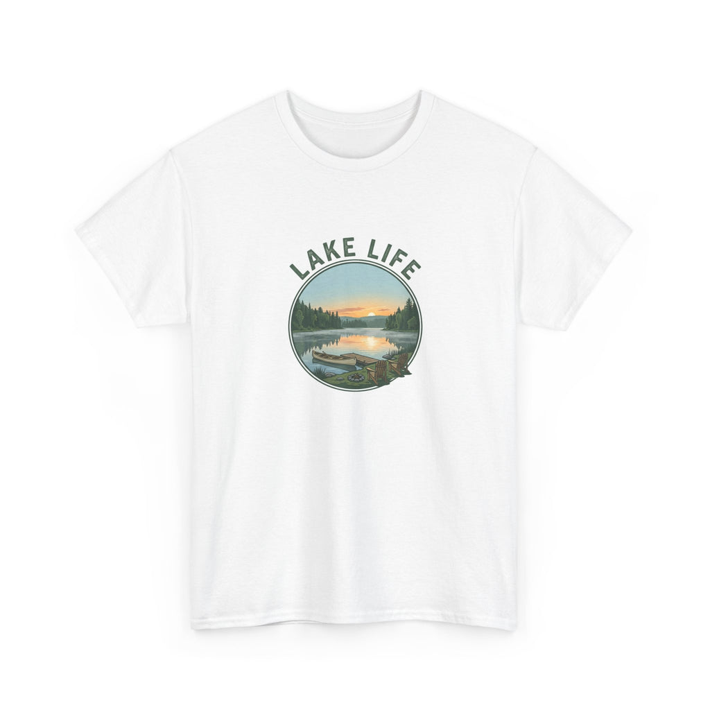 Lake Life T-Shirt — Scenic Sunset Lake Graphic Tee for Outdoors Lovers