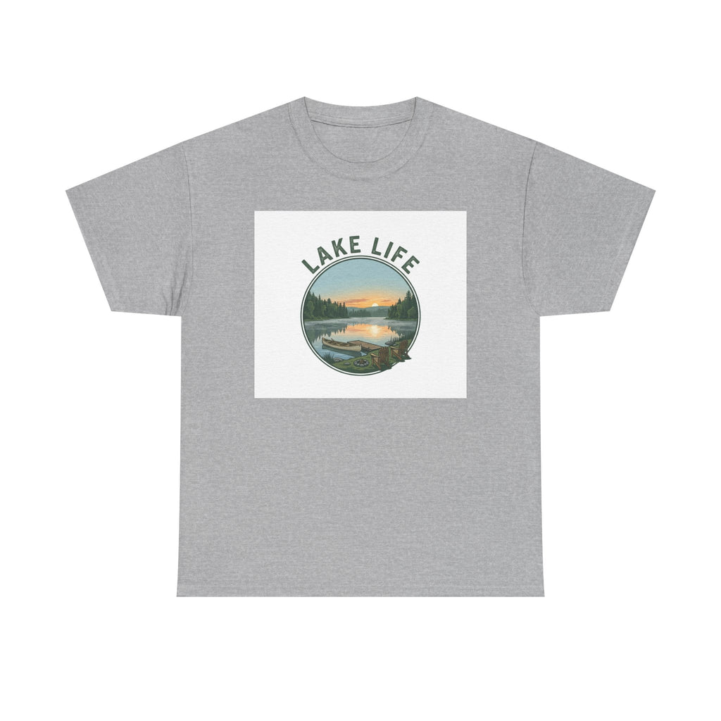 Lake Life T-Shirt — Scenic Sunset Lake Graphic Tee for Outdoors Lovers